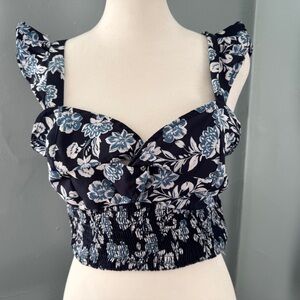 Navy Floral Women's Crop Top